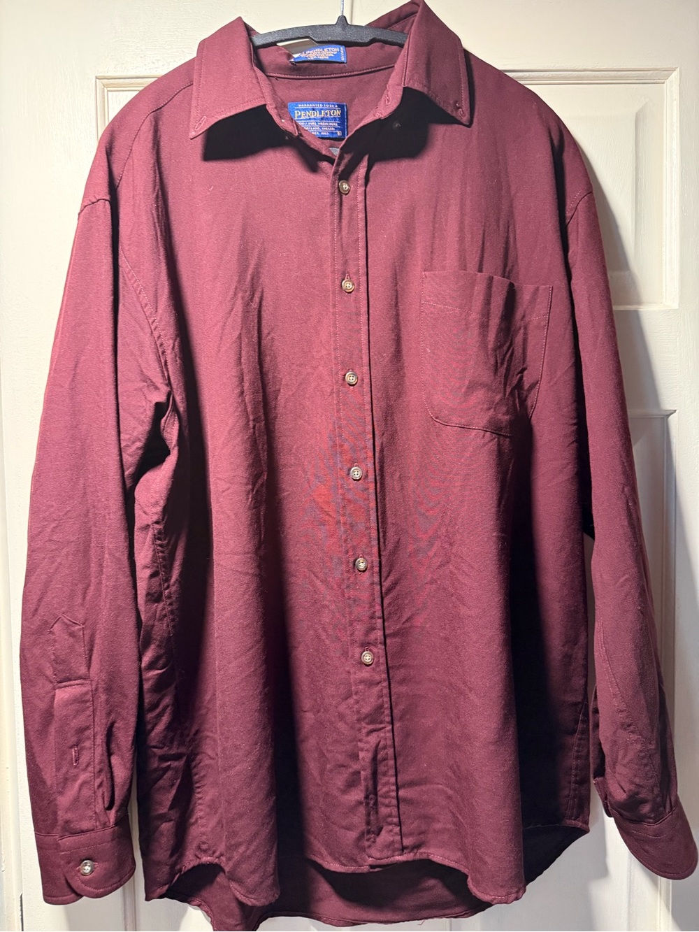 Pendleton Men’s Large 100% Virgin Wool Button Up Shirt Wine Burgundy